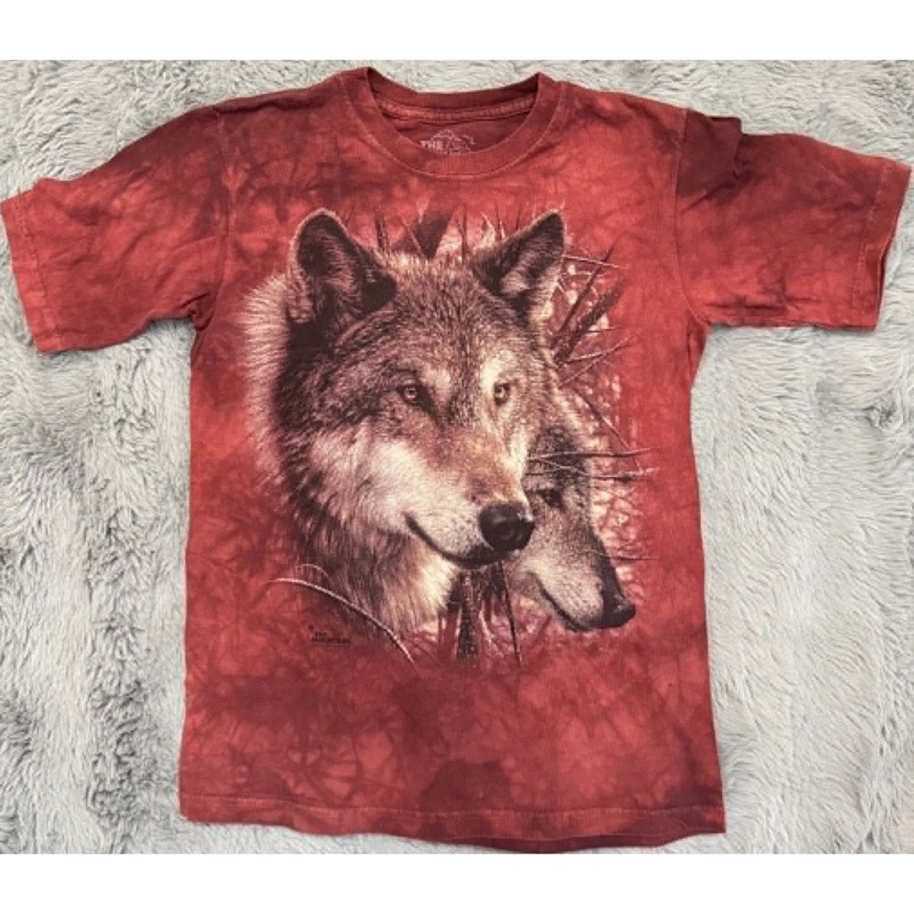 The Mountain Wolf Tie Dye T-Shirt Kids Large Red Milwaukee County Zoo 2013 Bogle